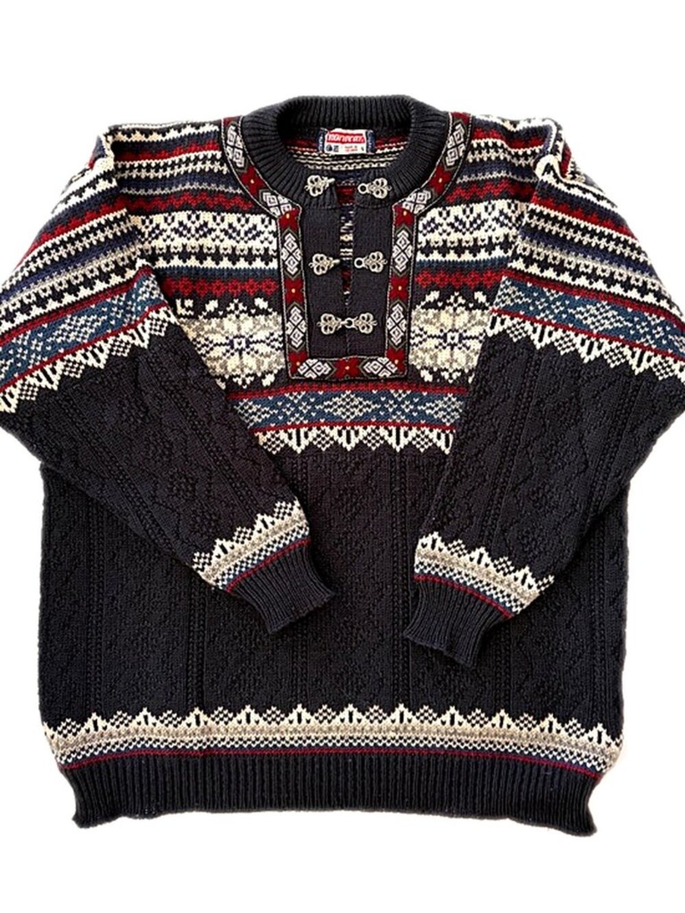 Norwear Sweater Icelandic Pure Wool Long Sleeve Made In Iceland Pewter Clasp L